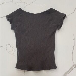 Aerie Black Ribbed Short Sleeve Top